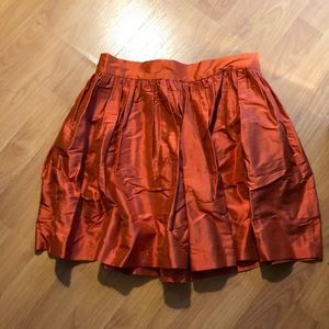 100%silk burn orange party skirt
